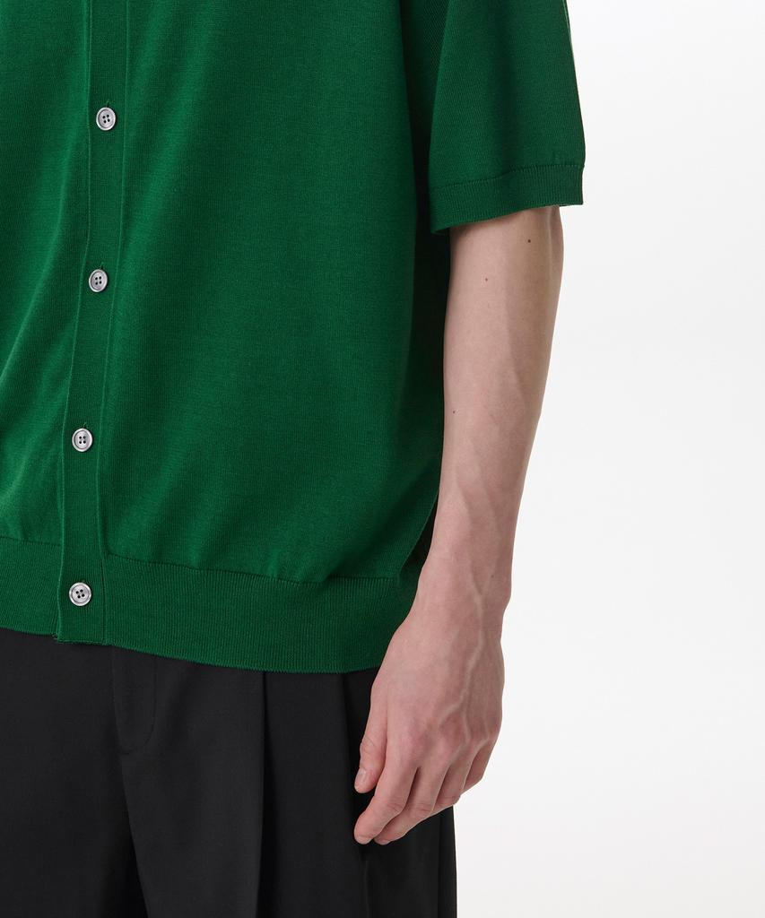 Musinsa Standard Cotton Tencel Collared Short Sleeve Cardigan [Green]