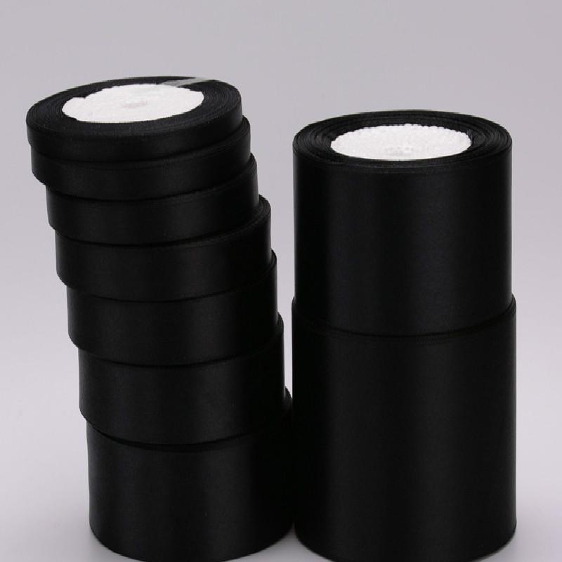 New (22 meters/roll) 6mm-75mm Black Silk Stain Ribbon Wedding Party Christmas Ribbon Flowers Gifts Decorated DIY Sewing Fabric