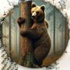 Rustic Bear Forest Round Metal Tin Sign 2D Design Indoor Outdoor Wall Art