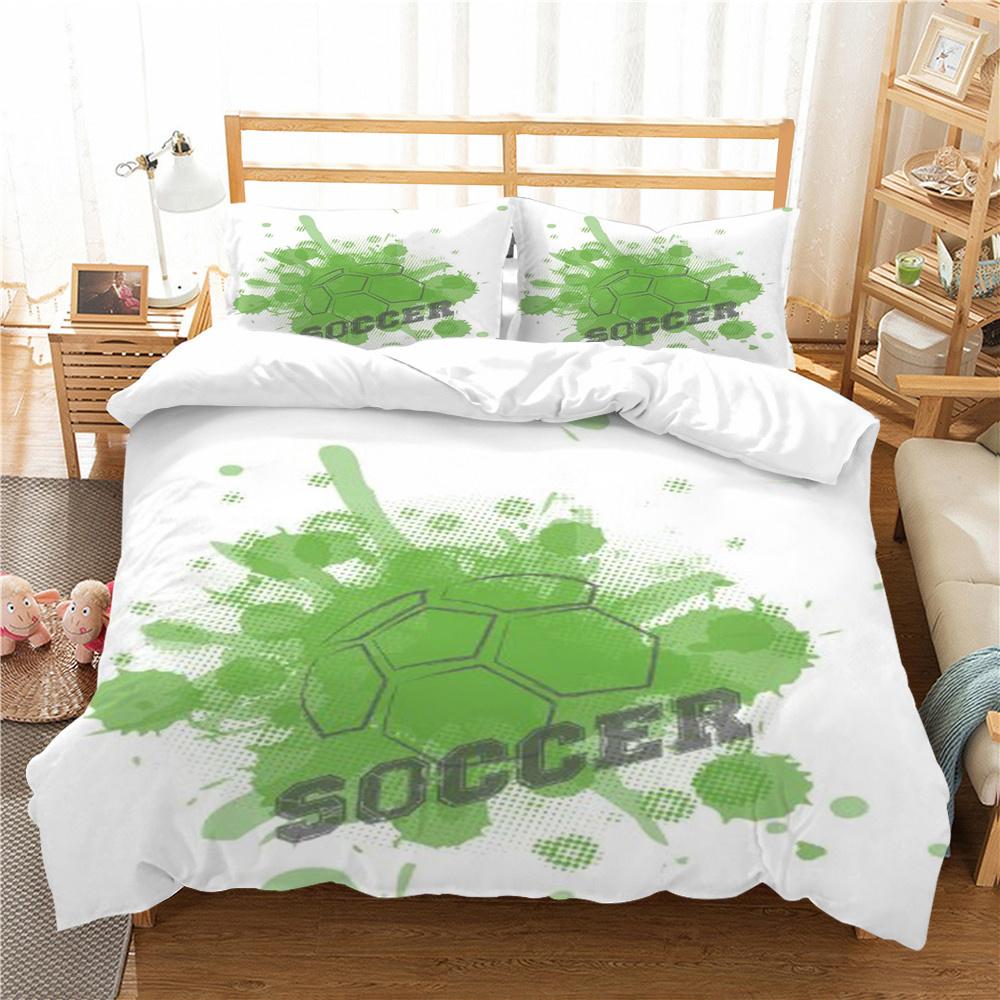 Jocuri fotbal Set de lenjerie de pat cu fetă de pernă Lenjerie de pat pentru acasă Imprimare fotbal Set cuvertură de pilota de înaltă calitate Seturi de pat respirabile