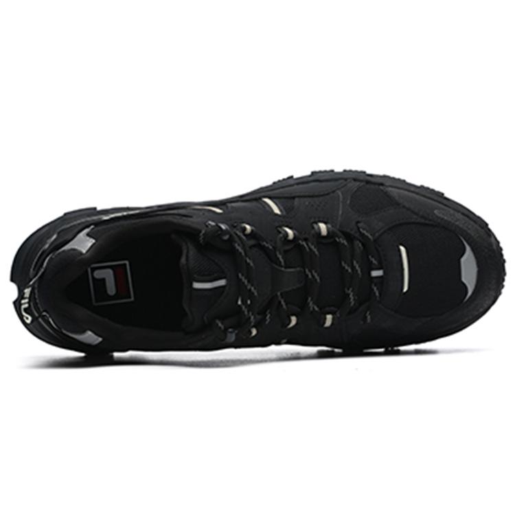 FILA Trek 1S Textile , Synthetic Leather Casual Height Increasing Low top Chunky Sneakers Men's Black Gray (Unisex) Chunky Sneakers