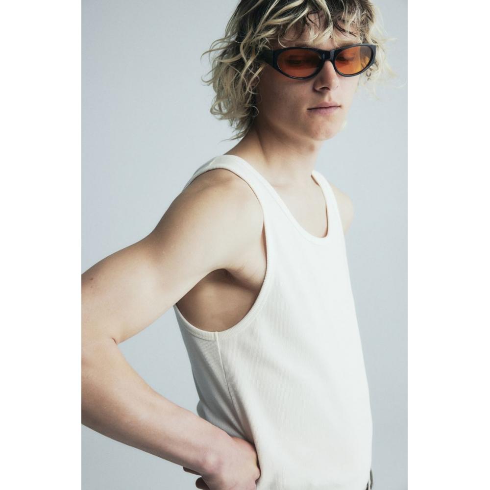 H M sliM Fit Ribbed Sleeveless Top wHite