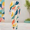 Women Plus Size Colorful Printed Round Neck Long Sleeve Cuffed Top And Pants Two Piece Set