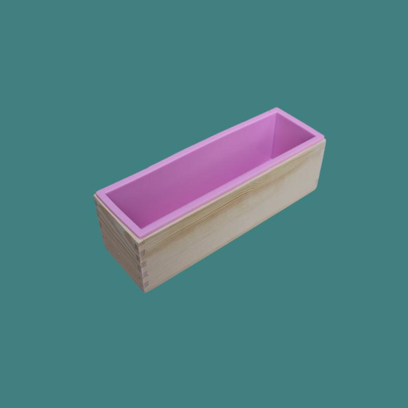Rectangular Silicone Soap Mold & Wood Box for DIY Cold Process Soap Making (1200g Capacity)