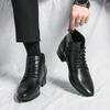 Fashion Pointed Toe Men Shoe New Male High Heels Ankle Boots Genuine Leather Men Casual Pointed Toe Shoes Side Zipper Men  Boots