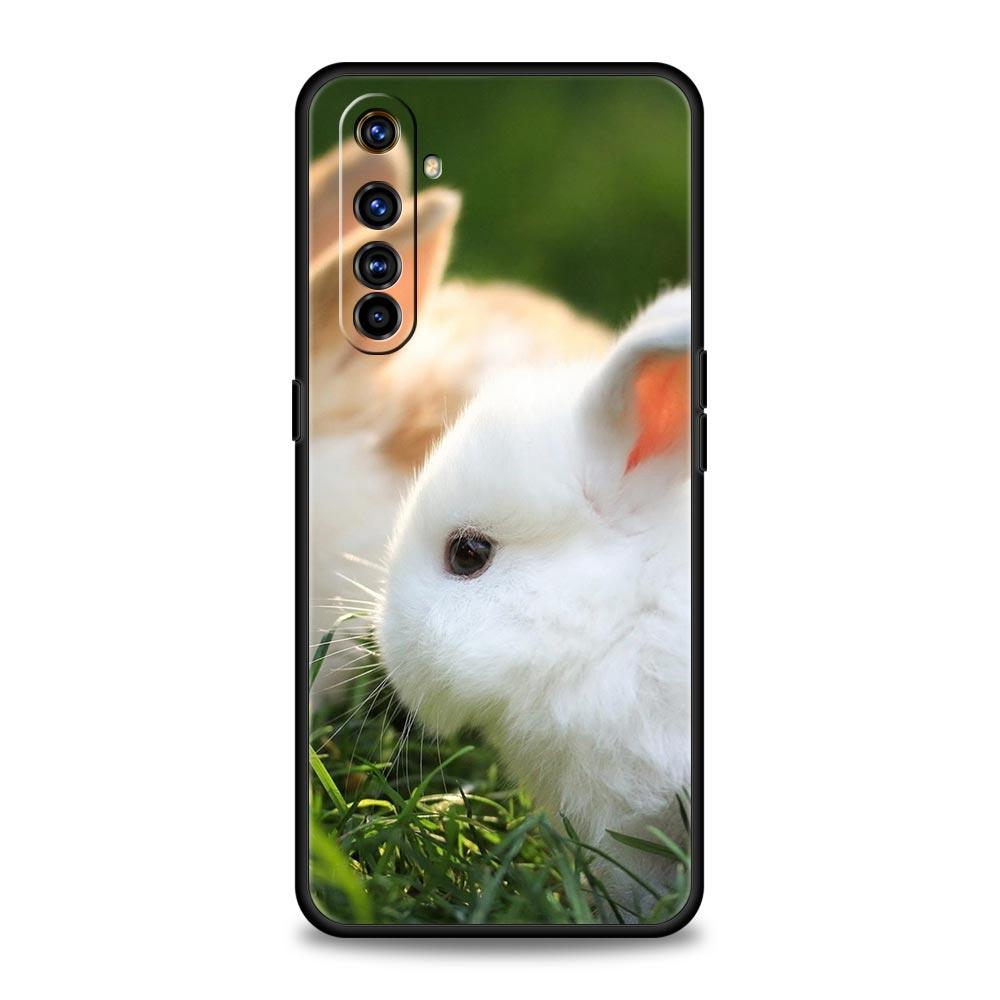 Cute White Baby Rabbits Phone Case For Realme 12 11 10 9 8 5G 7 6 GT5 GT3 GT2 Pro C21 C25 C35 For Realme GT Neo 2 3 3T 5 Cover