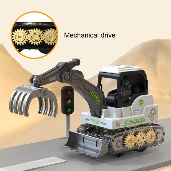 Press Gear Construction Vehicle Toy Realistic Kids Excavator Engineering Car Toy with Movable Digging Arm Toddlers Boys Educational Digger Truck
