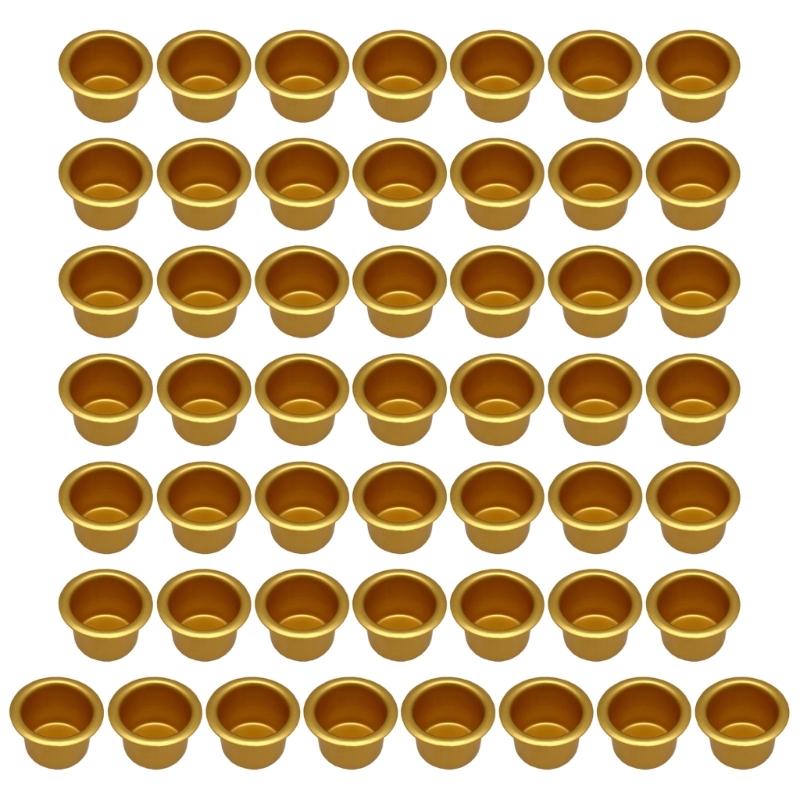 Festliche Goldene Aluminium Kerzenbecher Kerzenständer Einsätze Halter Tropfschalen Sicher für Zuhause Feiertags-Party Dekoration