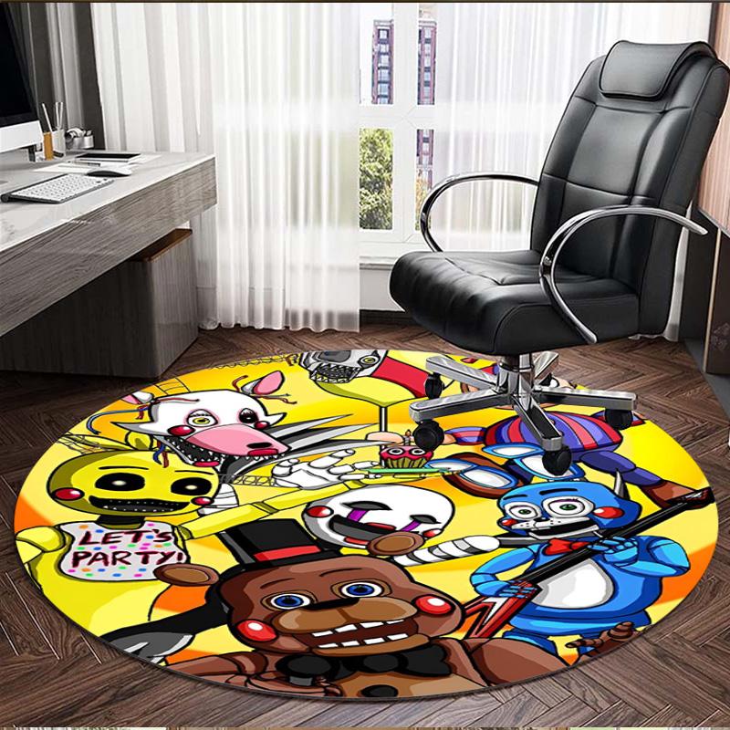 Five Nights at Freddy's Print Round Rug, Washable Floor Carpet, For Entryway Dorm Laundry Room Office Study, Home Decor Birthday Christmas Gift