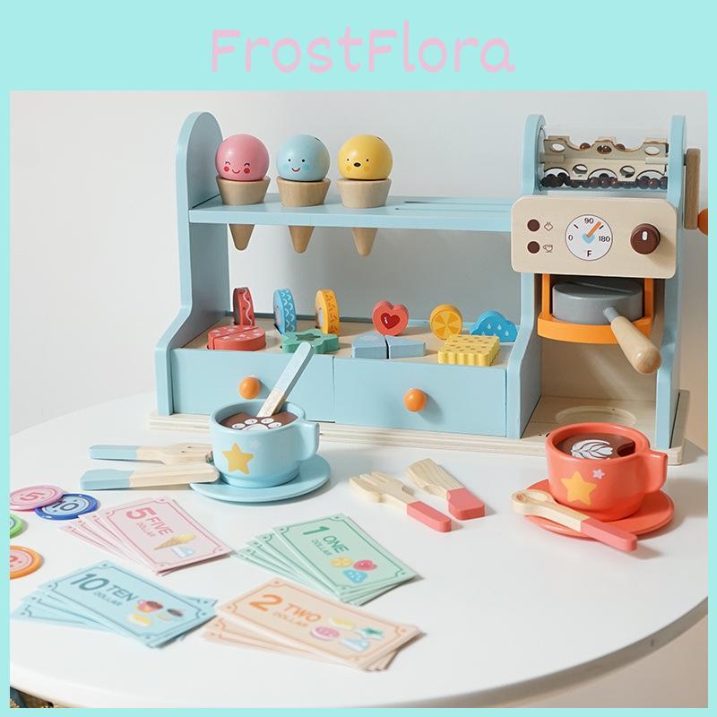 Wooden Ice Cream Play Set For Kids With Pretend Caf And Toy Accessories For Girls And Boys