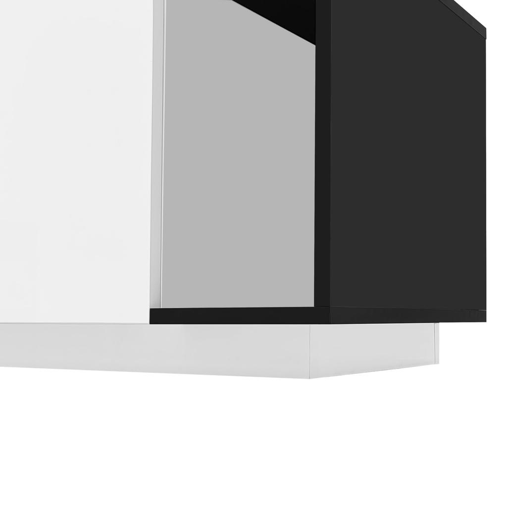 Hochglanz, TV Board Lowboard Schublade, Tür offenem Fach, Eleganter TV-ständer Fernseher bis zu 70 Zoll, Esszimmer, 170cm, Weiß & Schwarz