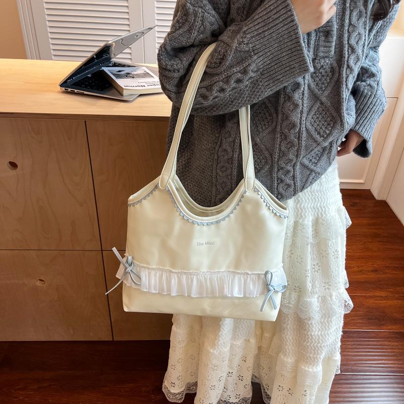 Sweet Bow Underarm Bag Women's 2025 New Trendy Fashion Korean Tote Bag Versatile Large-capacity Shoulder Bag