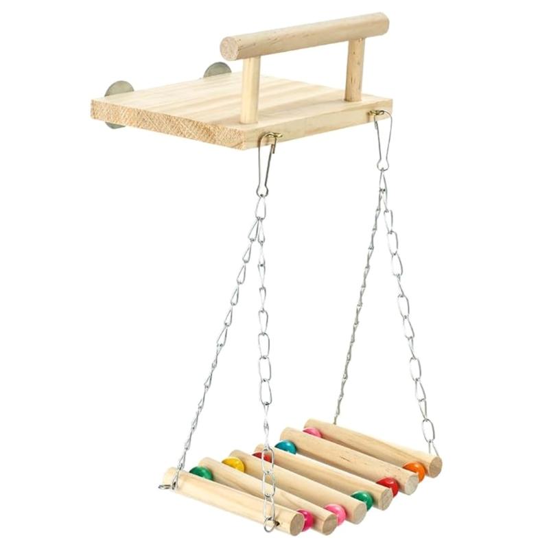 E15D Parrots Perch Stand Bird Hammock Cage Swing Chewing Rack Toy Stand Playstand