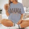Coquette Bow Leopard Print Mama T Shirt Short Sleeve Womens Mom Life Shirt Casual Vintage Western Style Mama Tshirts