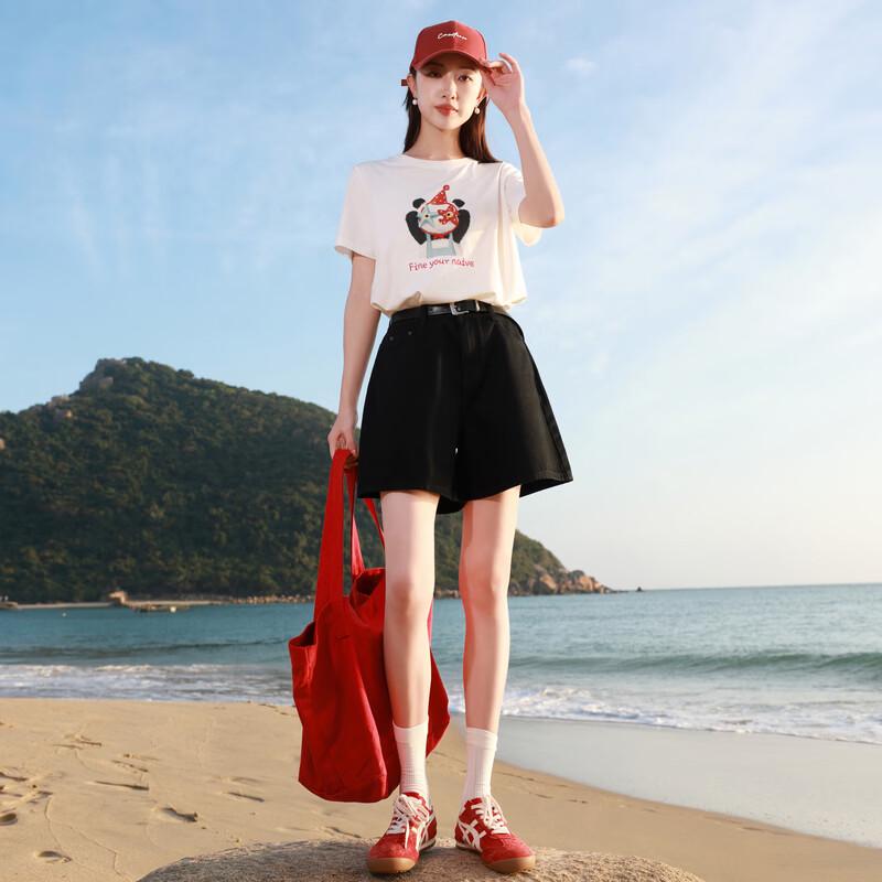 Sancai Plus Size High Waist Wide Leg Denim Shorts
