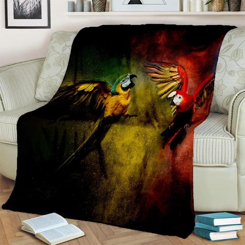 3D Colorful Macaws Parrot Birds Blanket,Soft Throw Blanket for Home Bedroom Bed Sofa Picnic Travel Office Rest Cover Blanket Kid