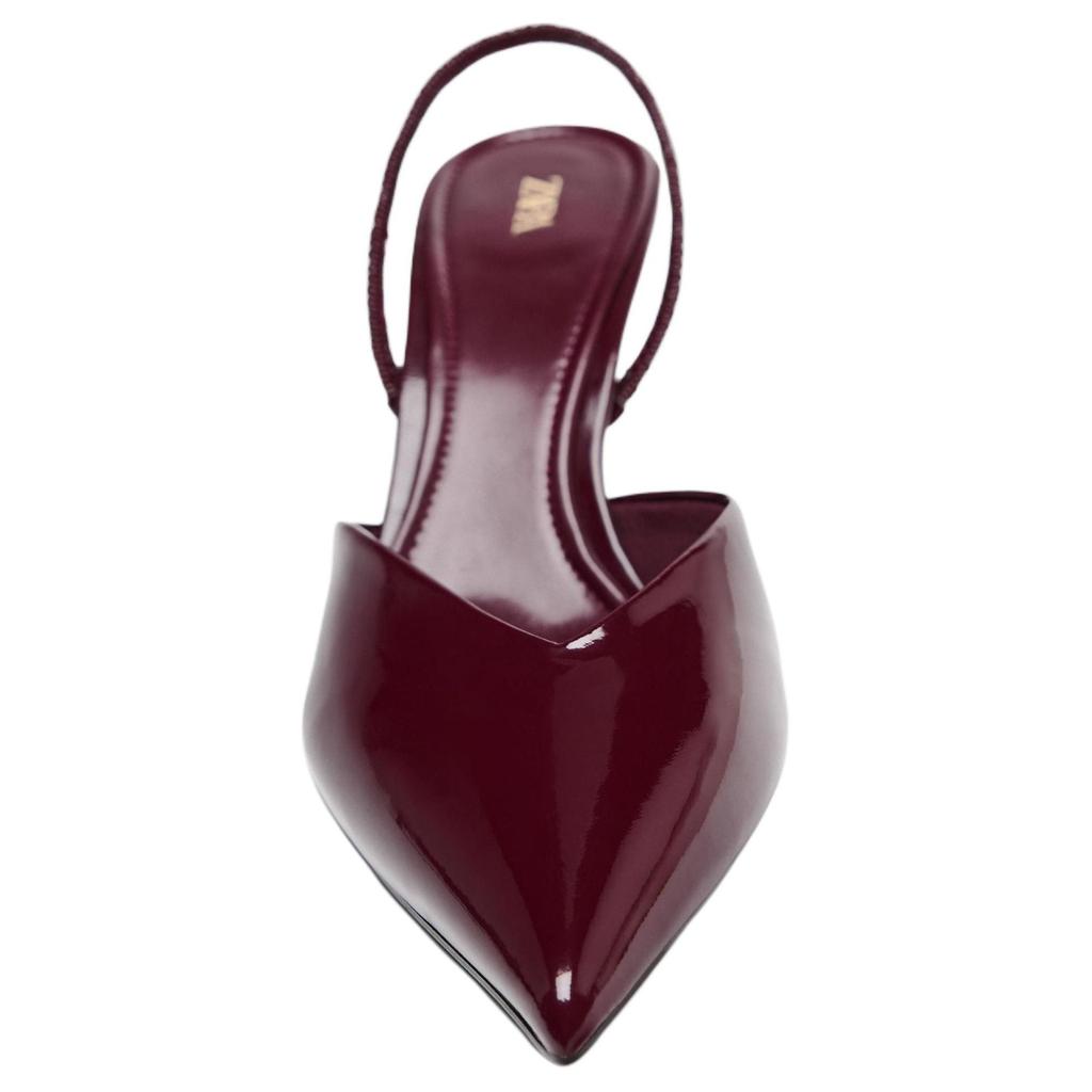 Zara Elegant Patent Leather Pointed Toe Ankle Strap Stiletto Heels Women Heels Crimson 12235510-38