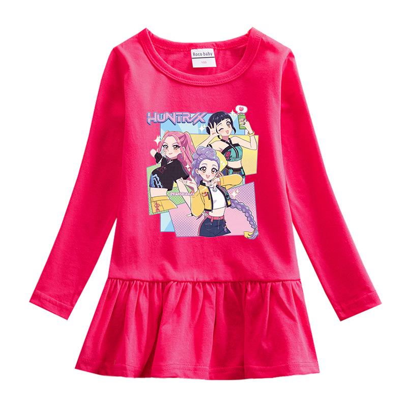 Kpop Monster Hunter Witch Korean Style Baby Girl Dress - Spring/Autumn, Long Sleeve Cartoon Mesh Princess Skirt