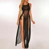 Swimsuit Cover Up Breathable See-through Mesh Solid Color Beach Cover Up for Swimming Pool