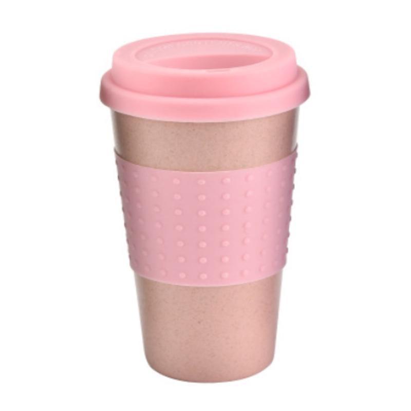

1PC Wheat Straw Mug Creative Drinkware Reusable Bamboo Fibre Ecoffee Cups Eco Friendly Travel Mugs 201-300ml розовый