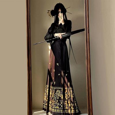 Chinese Ming Dynasty Style Hanfu Horse-faced Skirt Daily Suit for Women