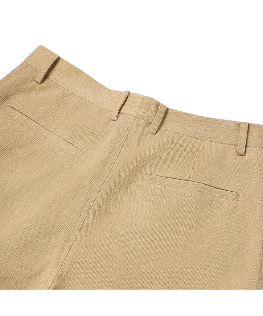 PRODESHIRT Vintage Cotton Pique Single-Pleat Pants (Sand Beige)