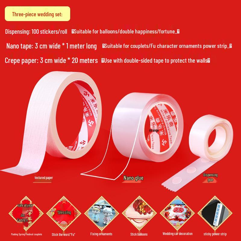 Wedding Room Decor Nano Tape: Double-Sided, No Residue, Wall-Safe Balloon Dot Glue