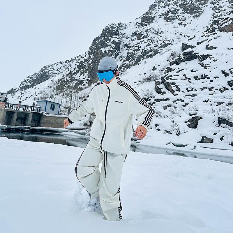 

«Зимний водонепроницаемый горнолыжный костюм»: Унисекс, плотный и теплый, двухкомпонентный с капюшоном для занятий спортом на открытом воздухе. M