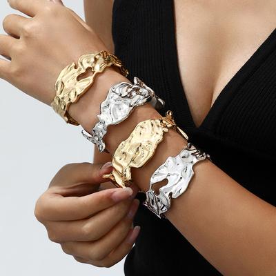 Lava Zinklegierung Armband Fortgeschrittener Design Sinn Flüssige Falten Unregelmäßig Vintage Hand