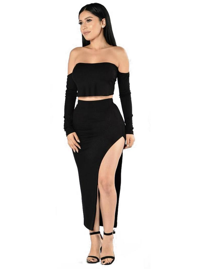 2017 European & American Sexy Nightclub Gabardine Two-Piece Dress
