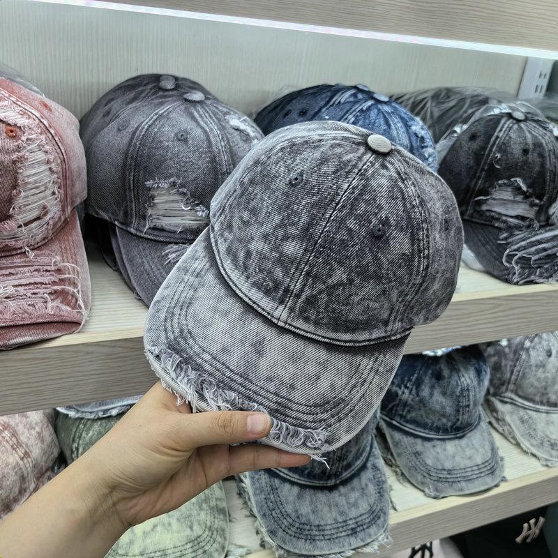 Washed and Broken Tie-dyed Denim Baseball Cap Men's Old Fashion Young Couple Versatile Face Small Casual Cap