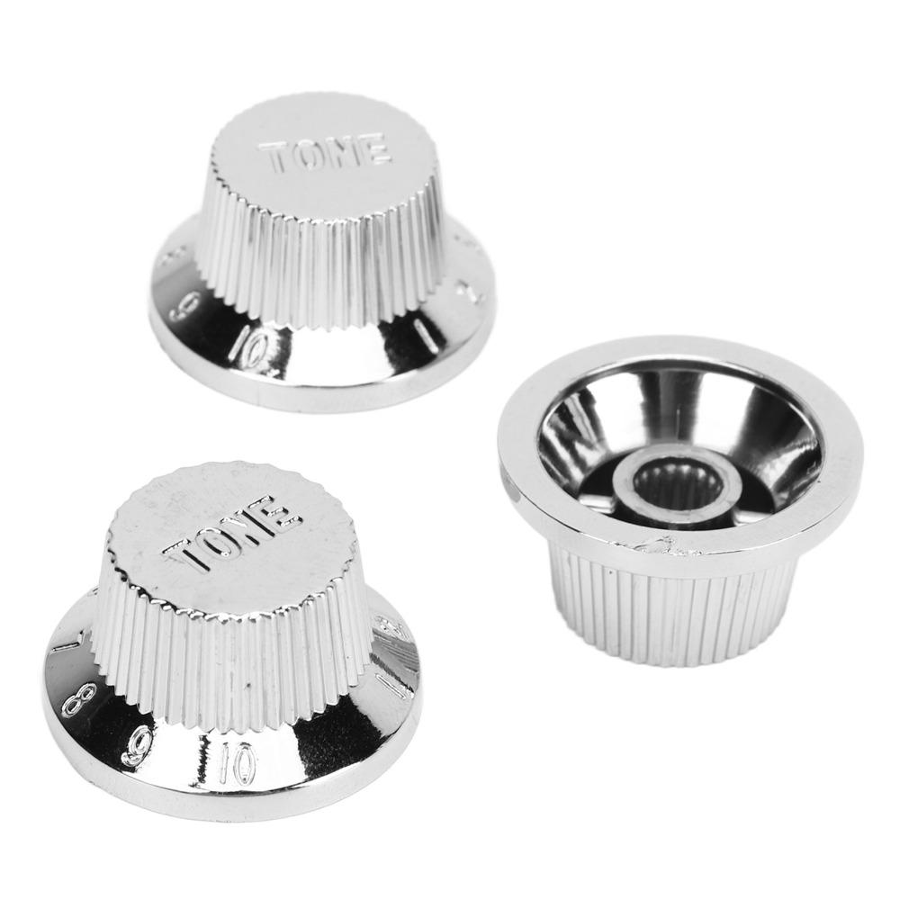3PCS 2 Tone 1 Volume Guitar Control Knobs Silver Volume Tone Knobs  For Electric Guitar