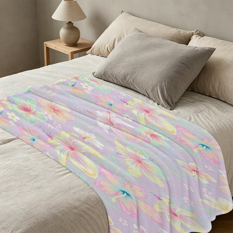 Soft Floral Fleece Blanket Breathable Cozy Lightweight All-Season Throw, Perfect for Home, Office, Halloween & Christmas