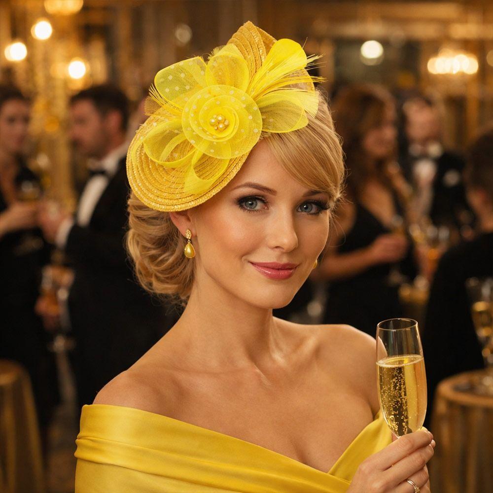 Fasce in Rete alla Moda Cappellini Fascinator Fiore Piuma Elegante Caduta Capelli Cappello Fascinator Copricapo Donna Trucco Ballo