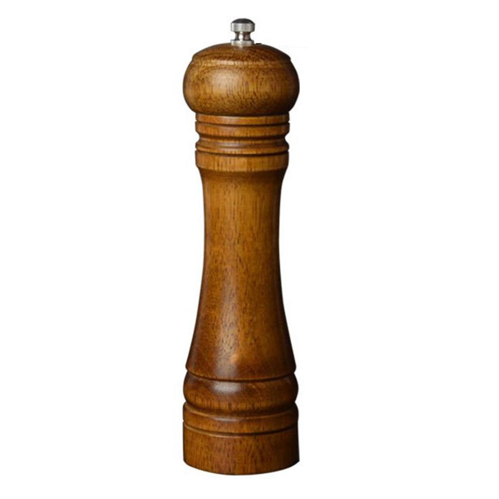 Pepper Mill Grinder Wood Hand Operated for Spices Multifunctional Ceramic Core Retro Color 8in
