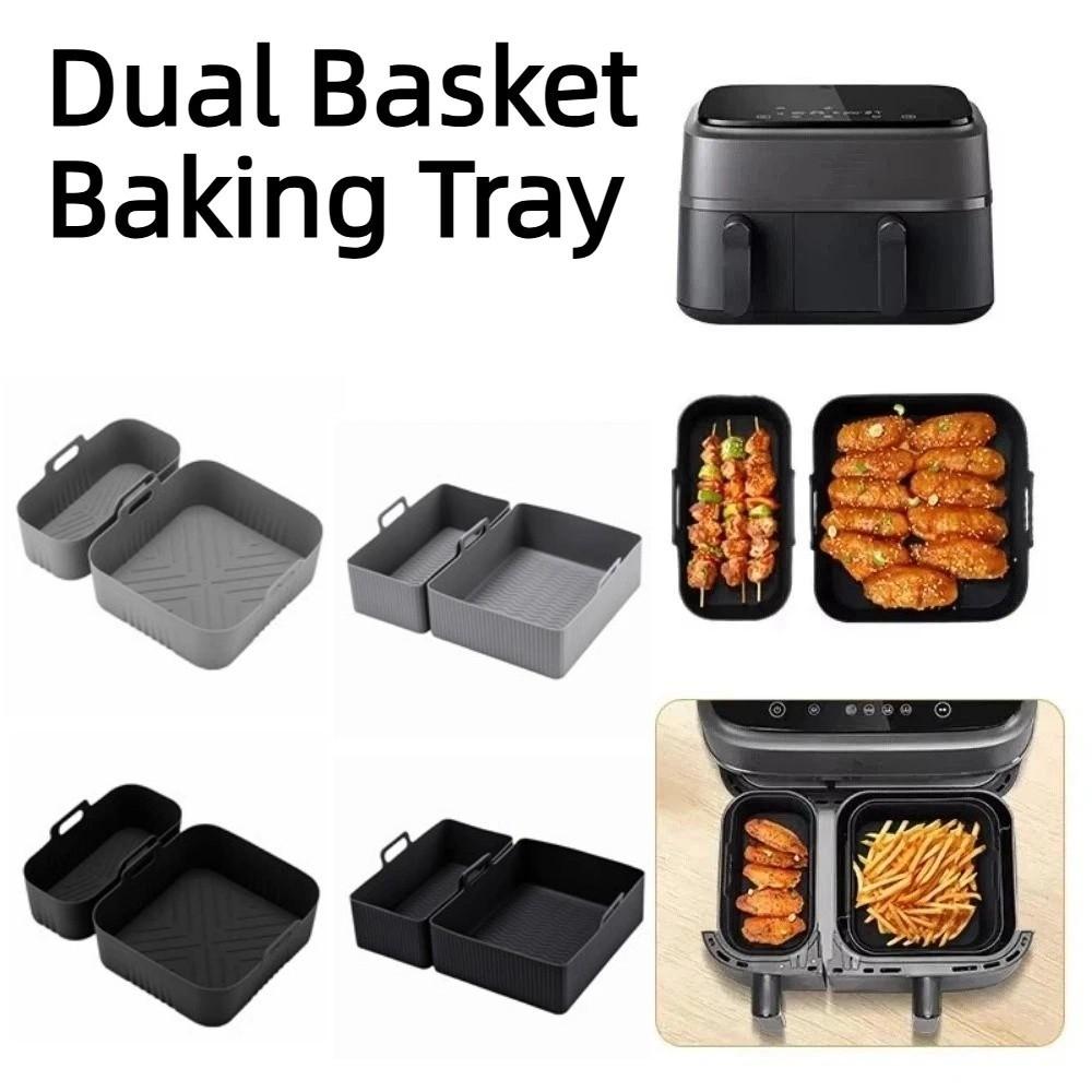 Reusable Dual Basket Baking Tray Non-Stick Air Fryer Basket Air Fryer Liner Airfryer Accessories