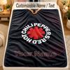 Flannel BlanketRed Hot Chili Peppers Custom Name Text Personalized Soft Warm Throw Blanket Home Decor Gift