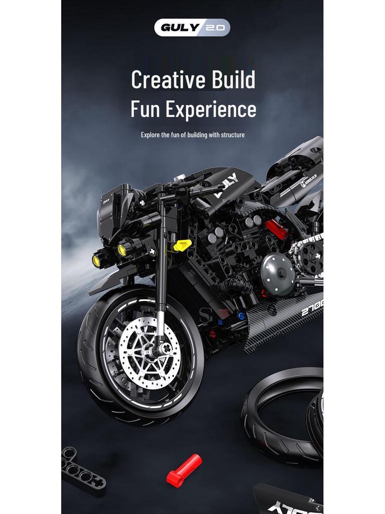 Double High 60501-35 Kawasaki Thunder Duke Motorcycle Building Blocks – Night Road Model Toy with Free Shipping