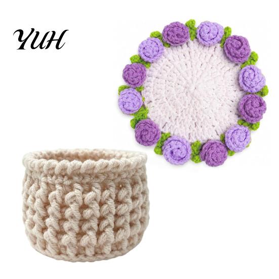 Botanical Room Decoration Crochet Flower Bouquet Coaster, Handmade Knit Rose Mug Mat Transforms Into Bouquet, 2-in-1 Floral Table Decor for