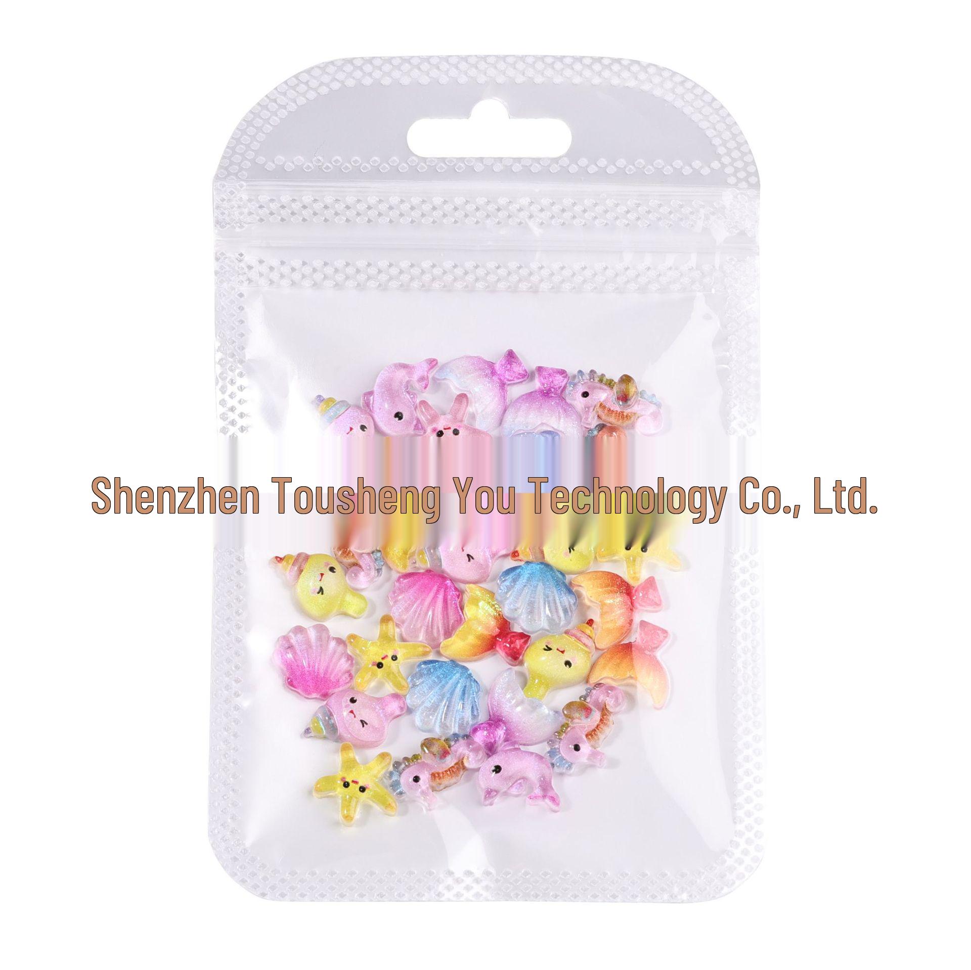 Luminous Cartoon Marine Nail Art Decorations: Dolphin, Mermaid Tail, Starfish, Shell, Cute Glitter Resin Accessories Pink Starfish