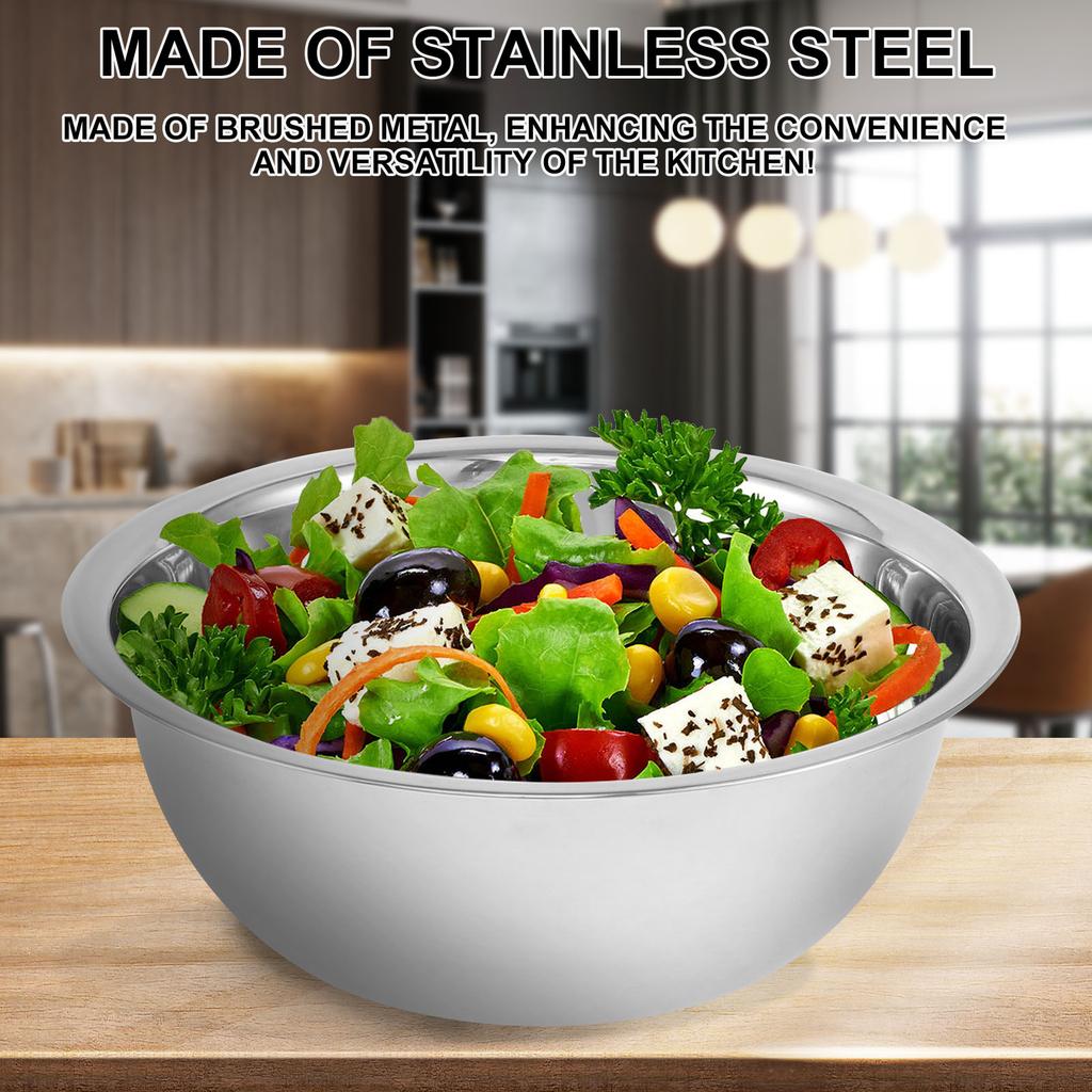 10Pcs Stainless Steel Mixing Bowls Set Multipurpose Soup Basin 5 Sizes Non Slip Nesting Whisking Bowls For Salad Cooking Baking