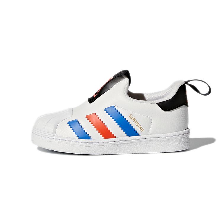 Adidas Originals Superstar Winter 360 Comfortable Versatile Low-Top Walking Shoes Baby Shoes White Blue Red BY9937