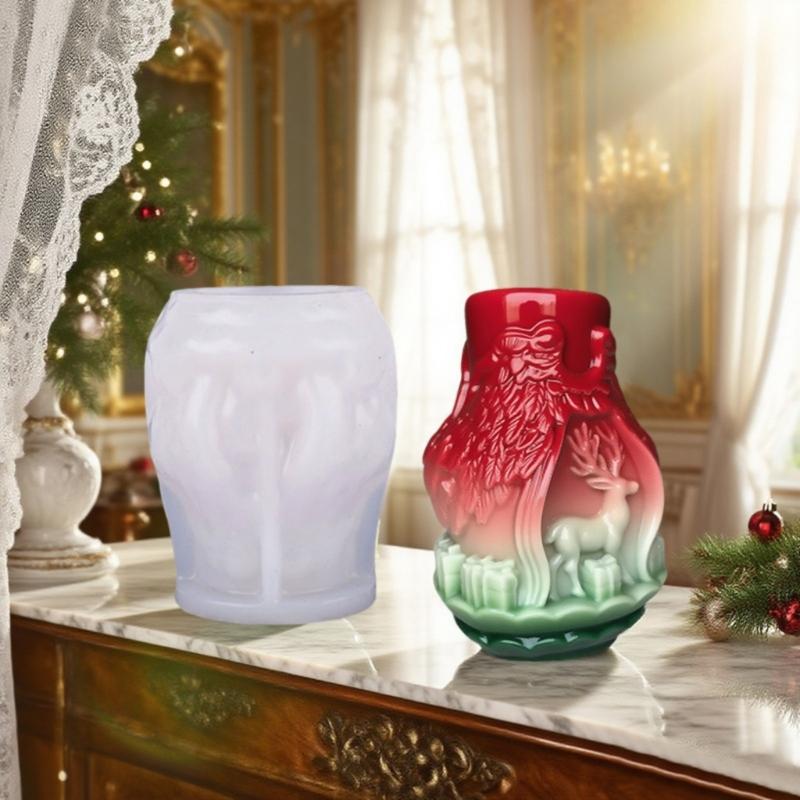 Christmas Reindeer Embossed Silicone Molds Silicone Candle Mould For Handmade Candle Soap Chocolate Holiday Decoration