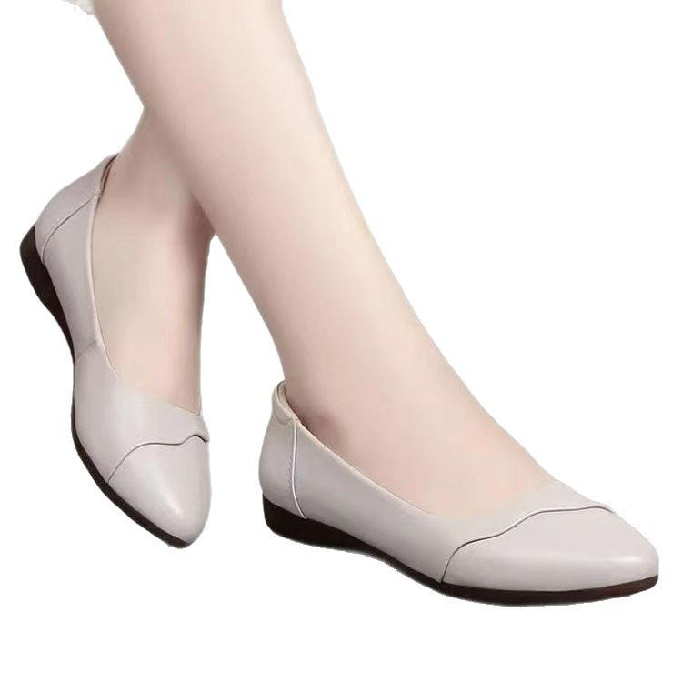 2025 new simple single shoes women's soft-soled flats autumn comfortable small leather shoes work shoes low heels mother women's shoes