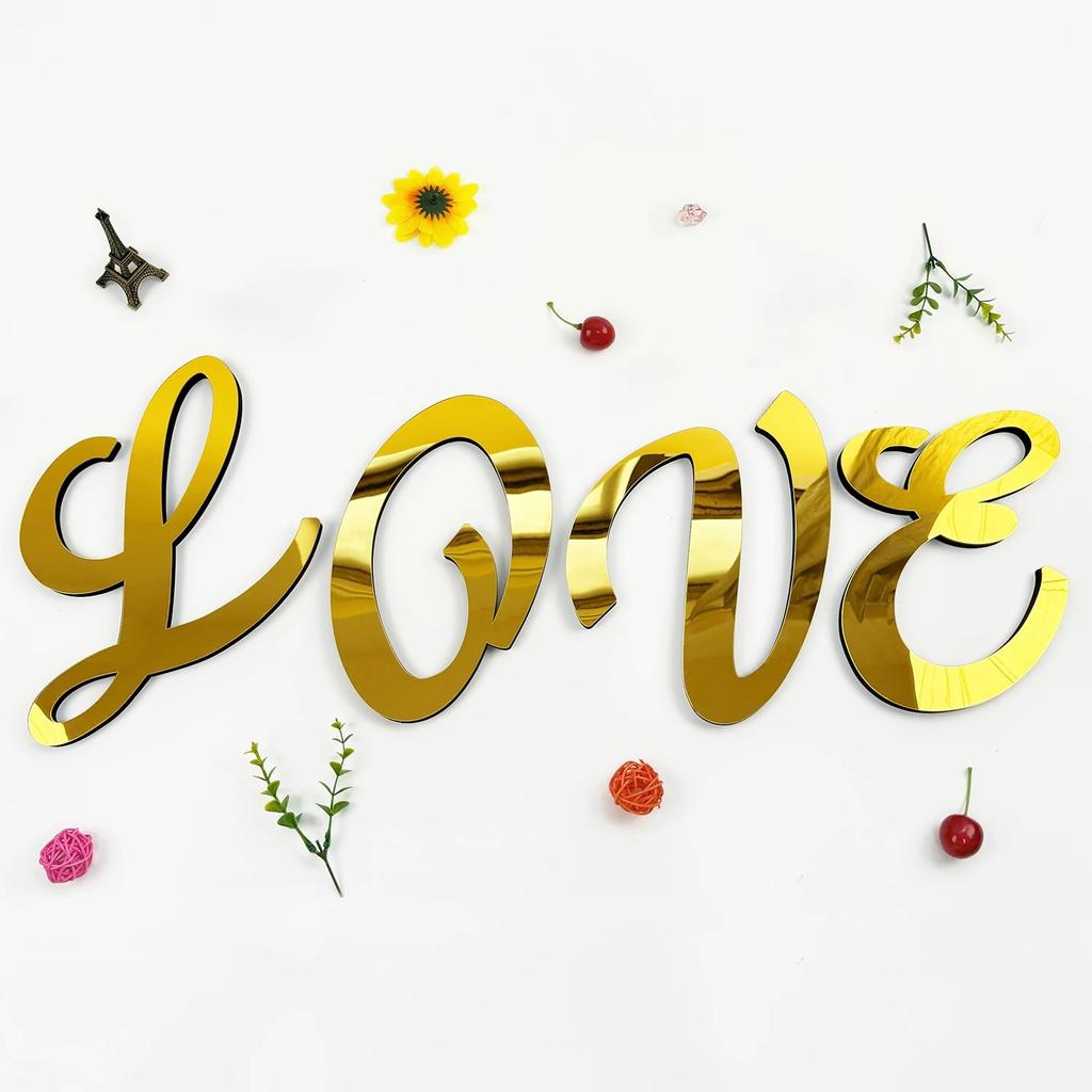 English Letters Acrylic Mirror Surface Wall Sticker 3D Alphabet Poster Bedroom Festival Party Decoration DIY Art Mural