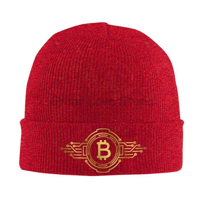Bitcoin BTC Crypto Currency Knitted Bonnet Caps Winter Cozy Stretch Thick Outdoor Knit Cap Warm Skullies Beanies Cap