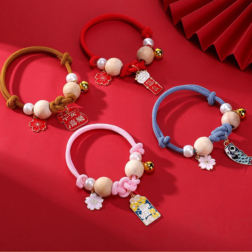 Adjustable Cat Collar With Bell and Camphor Wood Beads Pet Necklace Collar For Kittens Indoor Outdoor Activity Wear