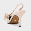 Fashion Sexy Pointed Toe Slingbacks Mules Heeled Sandals Women  Designer Beige Patent Leather Pumps Fashion Bow Party Shoes Office Heels