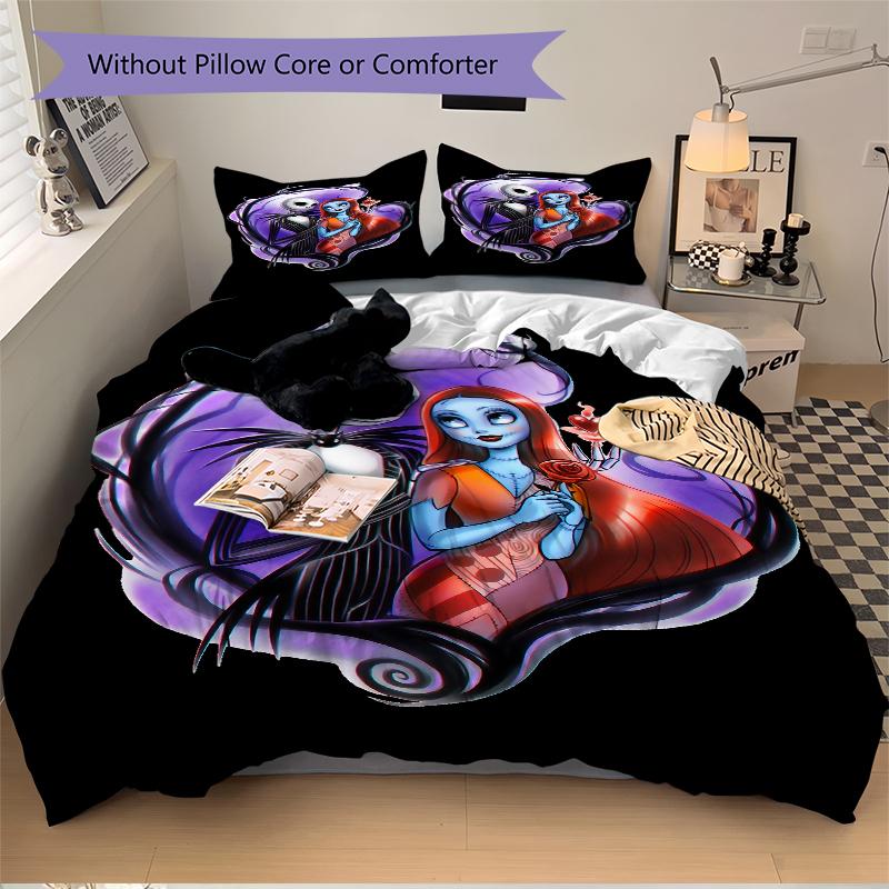 3Pcs Nightmare Before Christmas Bedding Set Quilt Cover Pillowcase Home Christmas Xmas Halloween Gift 1 Duvet Cover 2 Pillowcase M924527