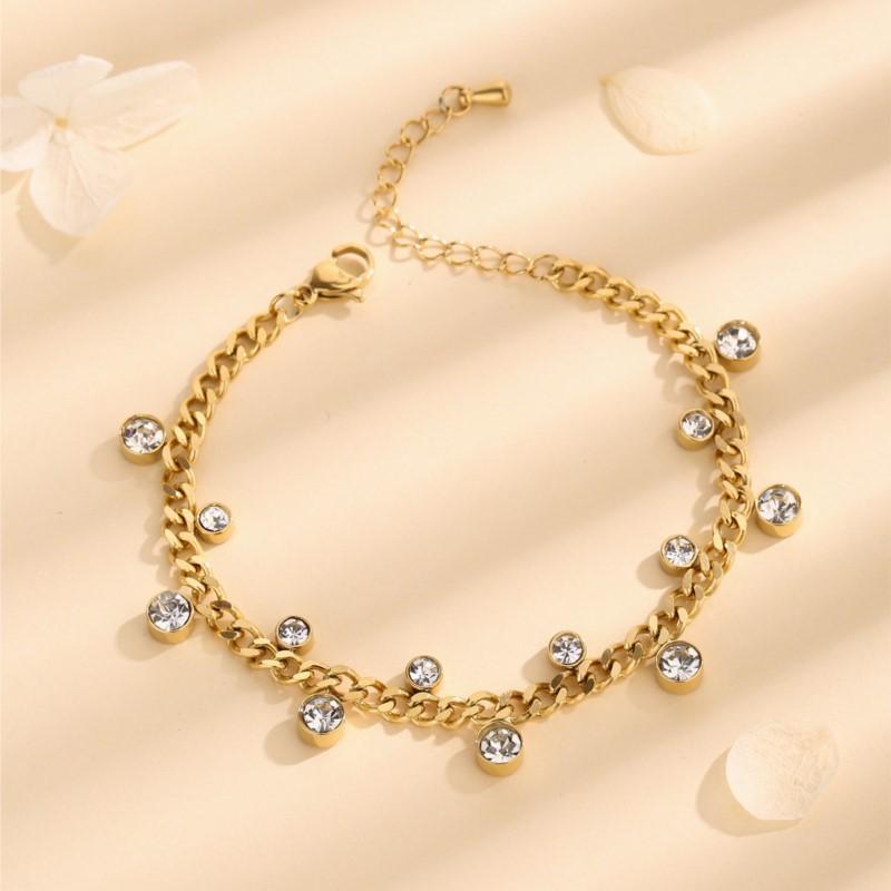 Stainless Steel Irregular Round Zircon Bracelet For Women Simple Niche Bcaelets Jewelry Accessory Wholesale